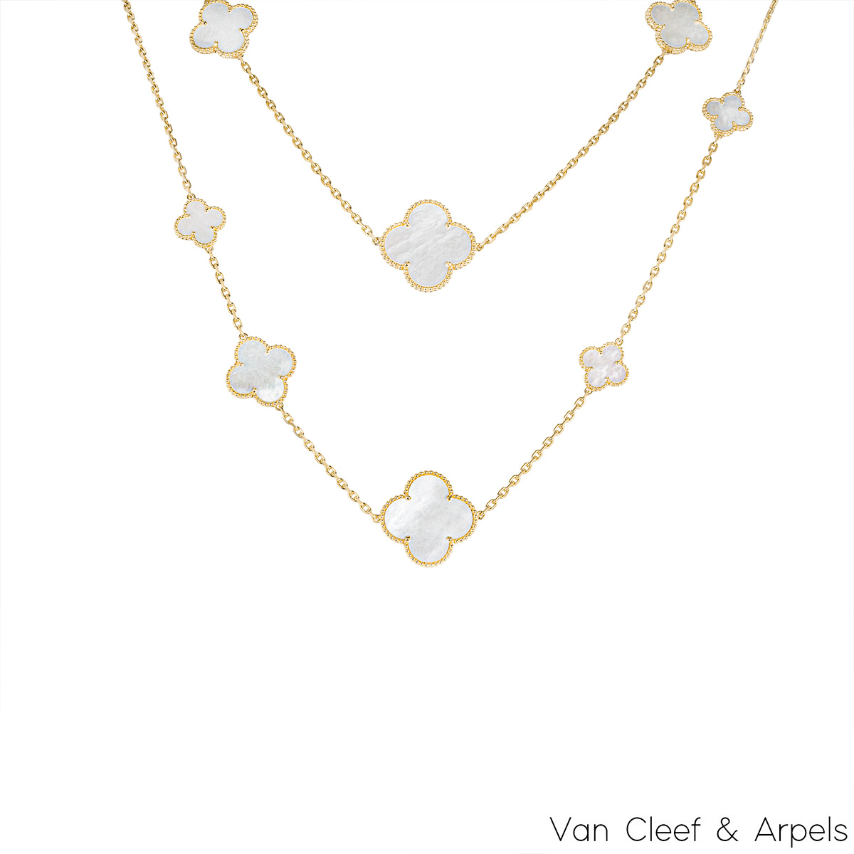 Van Cleef & Arpels Yellow Gold Mother of Pearl Magic Alhambra Necklace VCARD79300